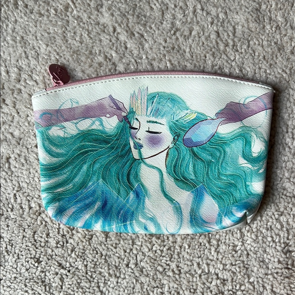 Cosmetic Pouch with Teal and Purple Design